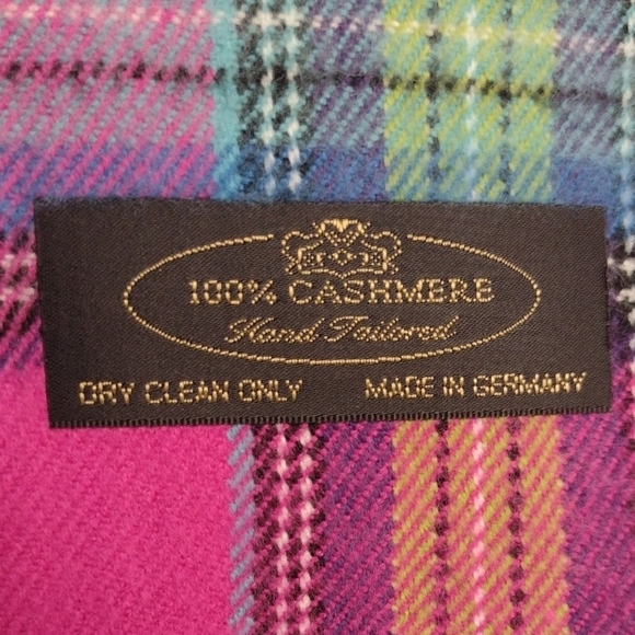 Pink Plaid Cashmere Scarf - Picture 2 of 6